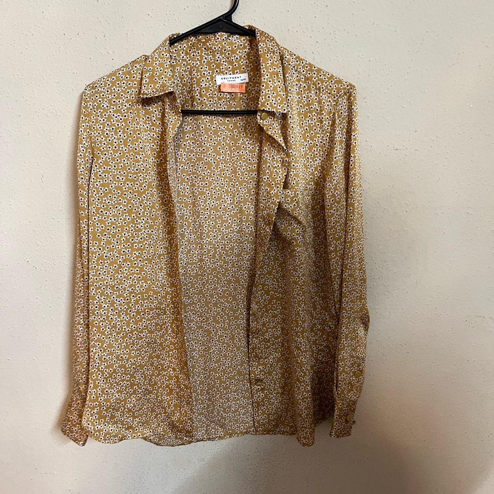 Equipment Mustard Leema Floral Print Buttondown Shirt in Ocre Multi xSmall